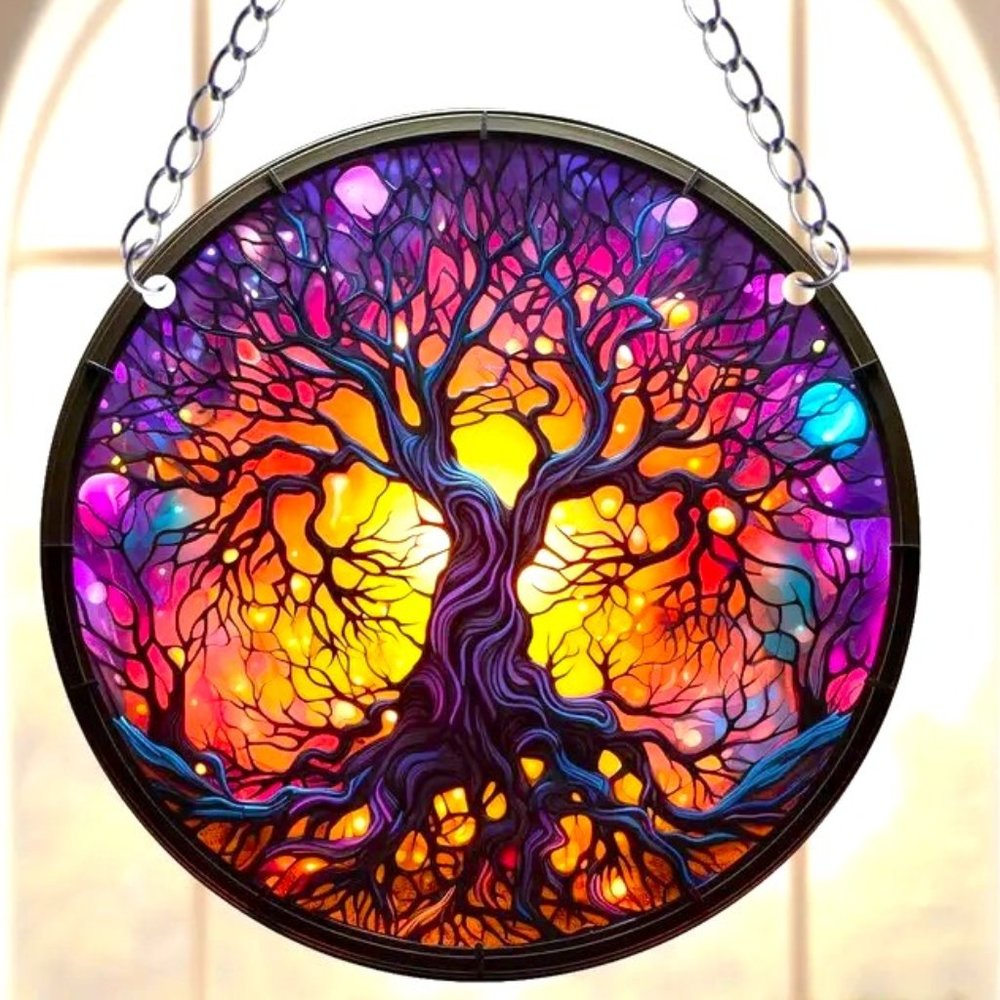 Suncatcher New Tree Of Life Hanging Wall Window Colorful In/Outdoor Mystic NEW